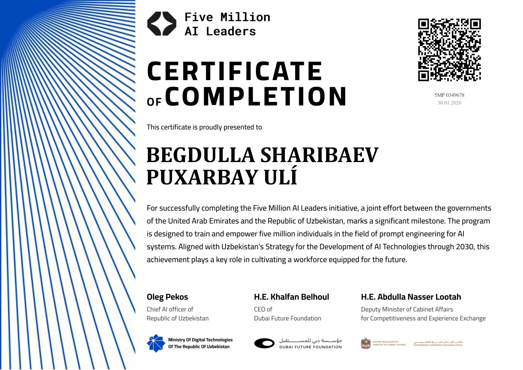 Five Million AI Leaders — Certificate of Completion